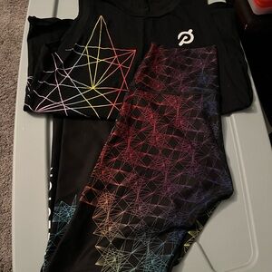 Peloton Black Geometric Activewear Set